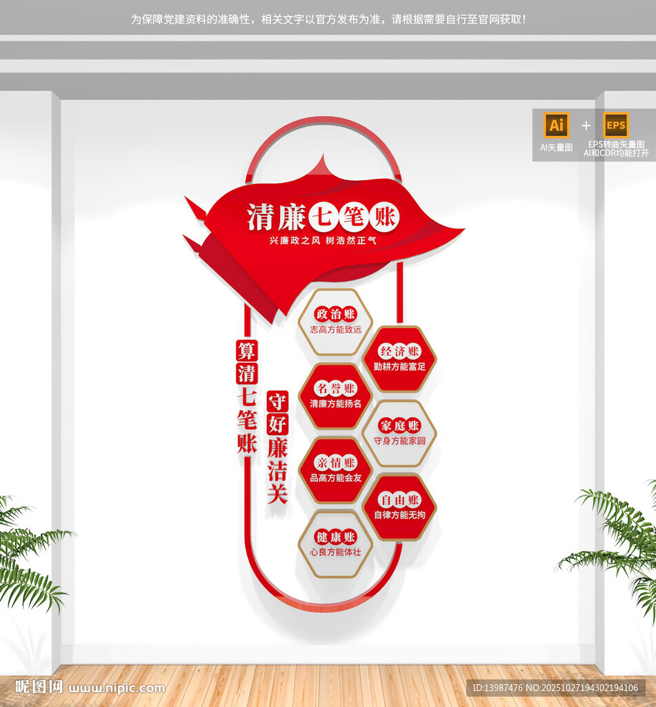 算好人生七笔账竖版文化墙