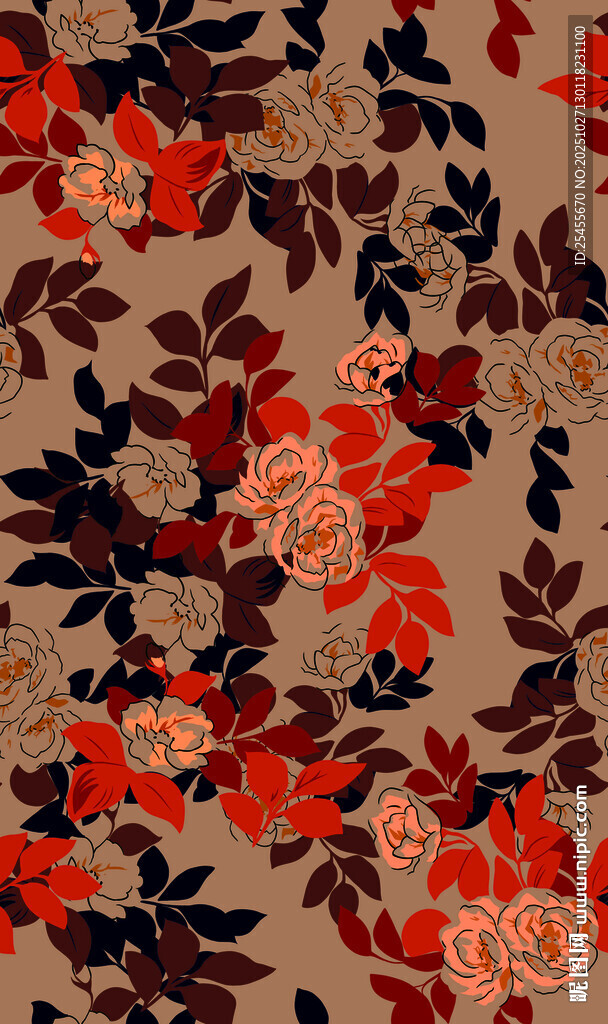 复古花卉图案面料