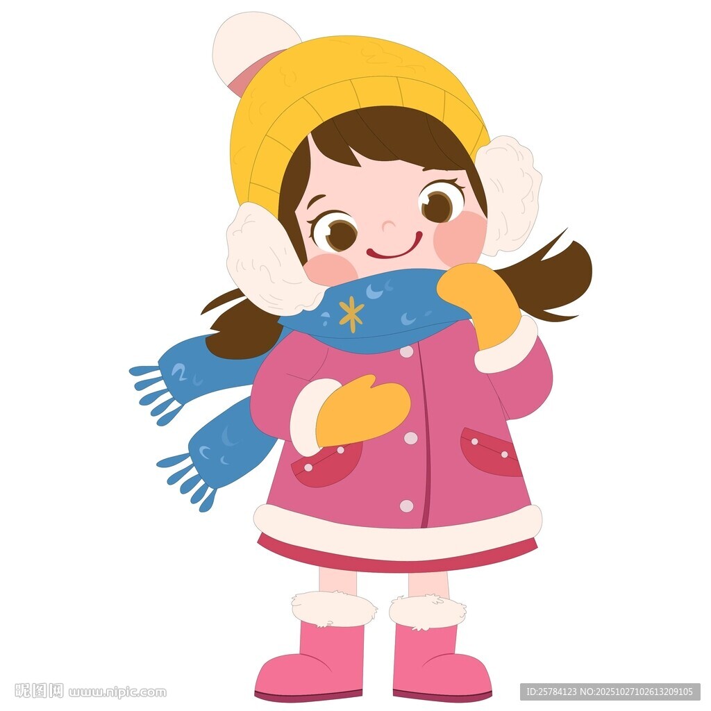 小女孩冬季保暖棉帽子围巾雪地靴