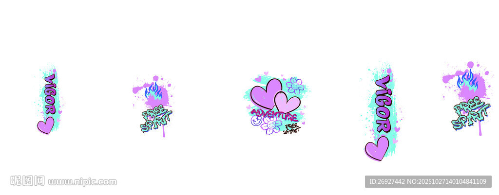 多彩花卉字母装饰图案