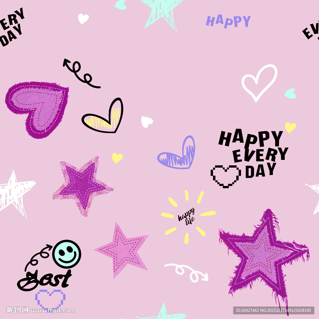 可爱粉色系卡通装饰图案