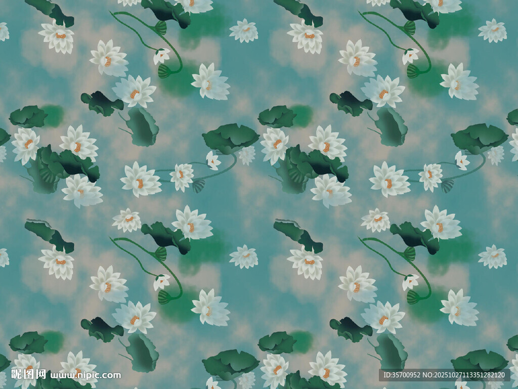 清新荷花荷叶图案纹理