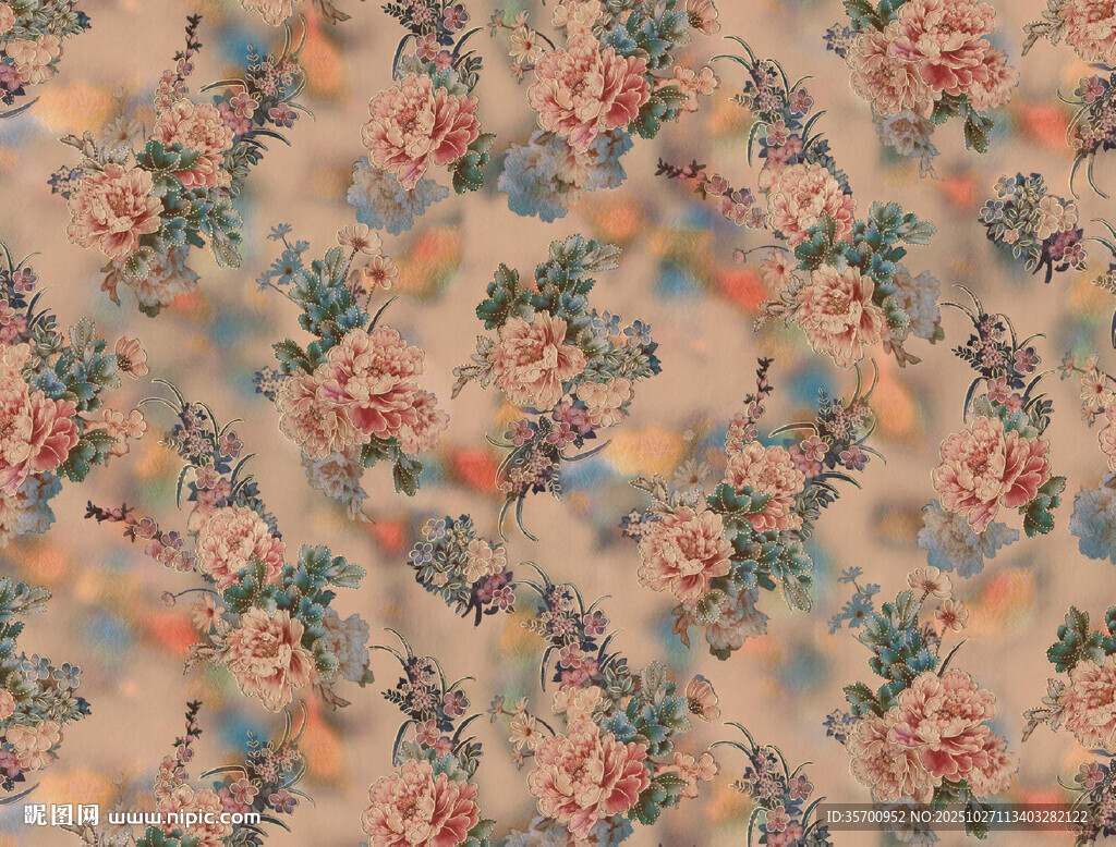 复古花卉图案布料纹理