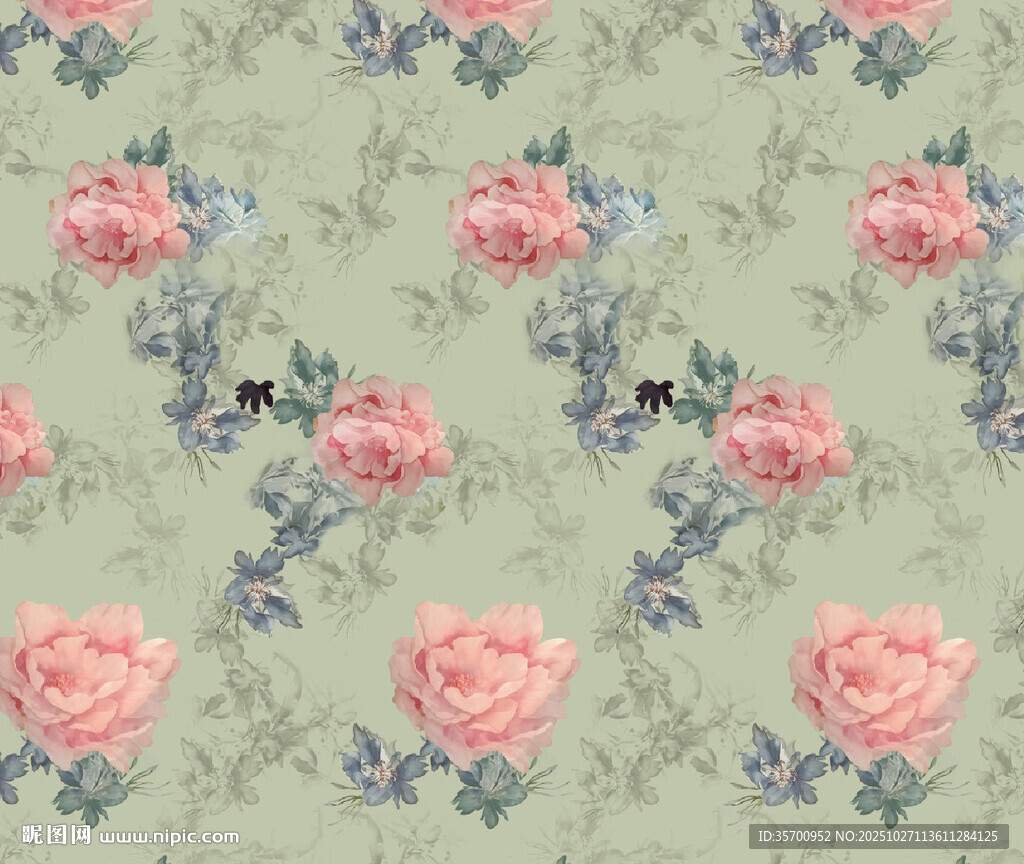 复古风花卉图案壁纸