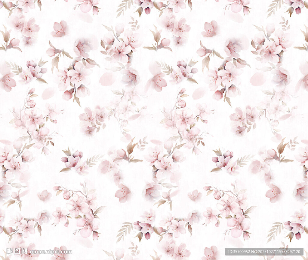 粉色樱花花卉无缝图案