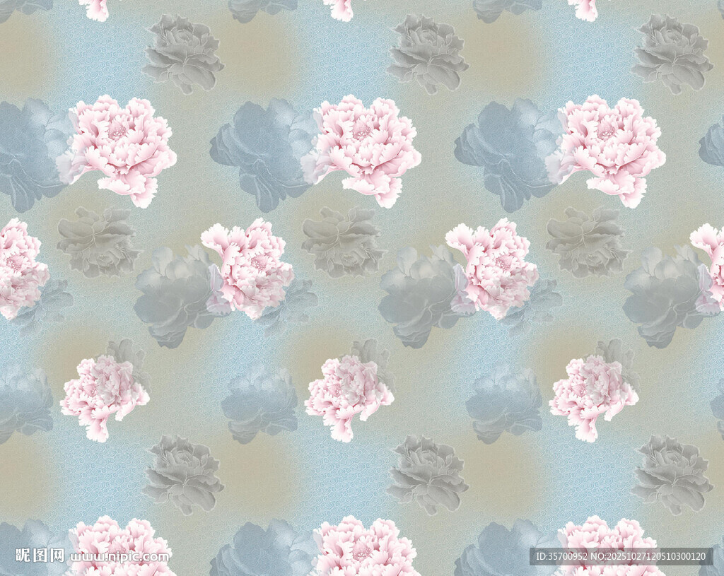 淡蓝底粉色花卉图案背景