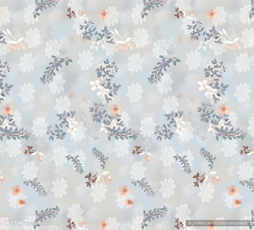淡雅花卉图案布料纹理