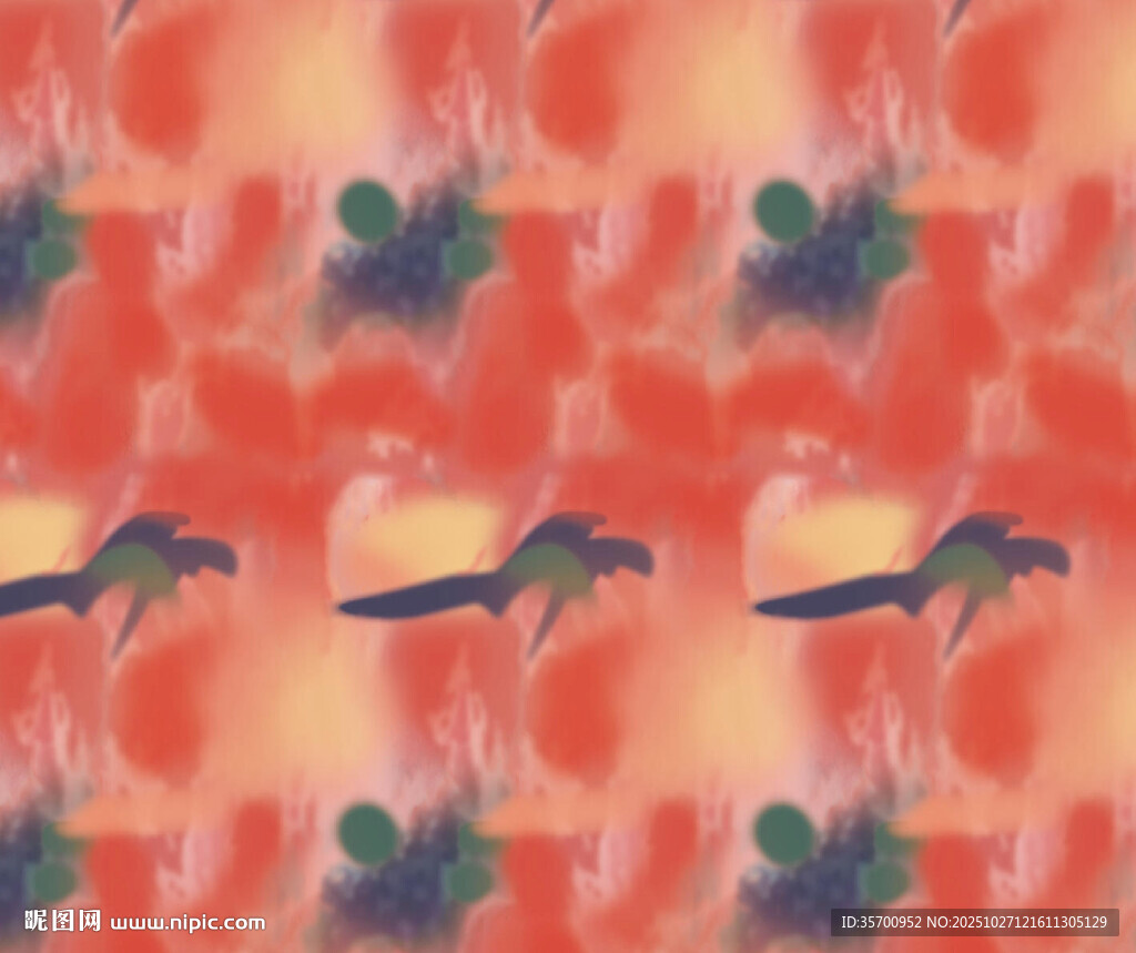 多彩飞鸟花卉图案背景