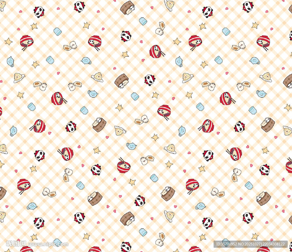 可爱卡通图案无缝背景图
