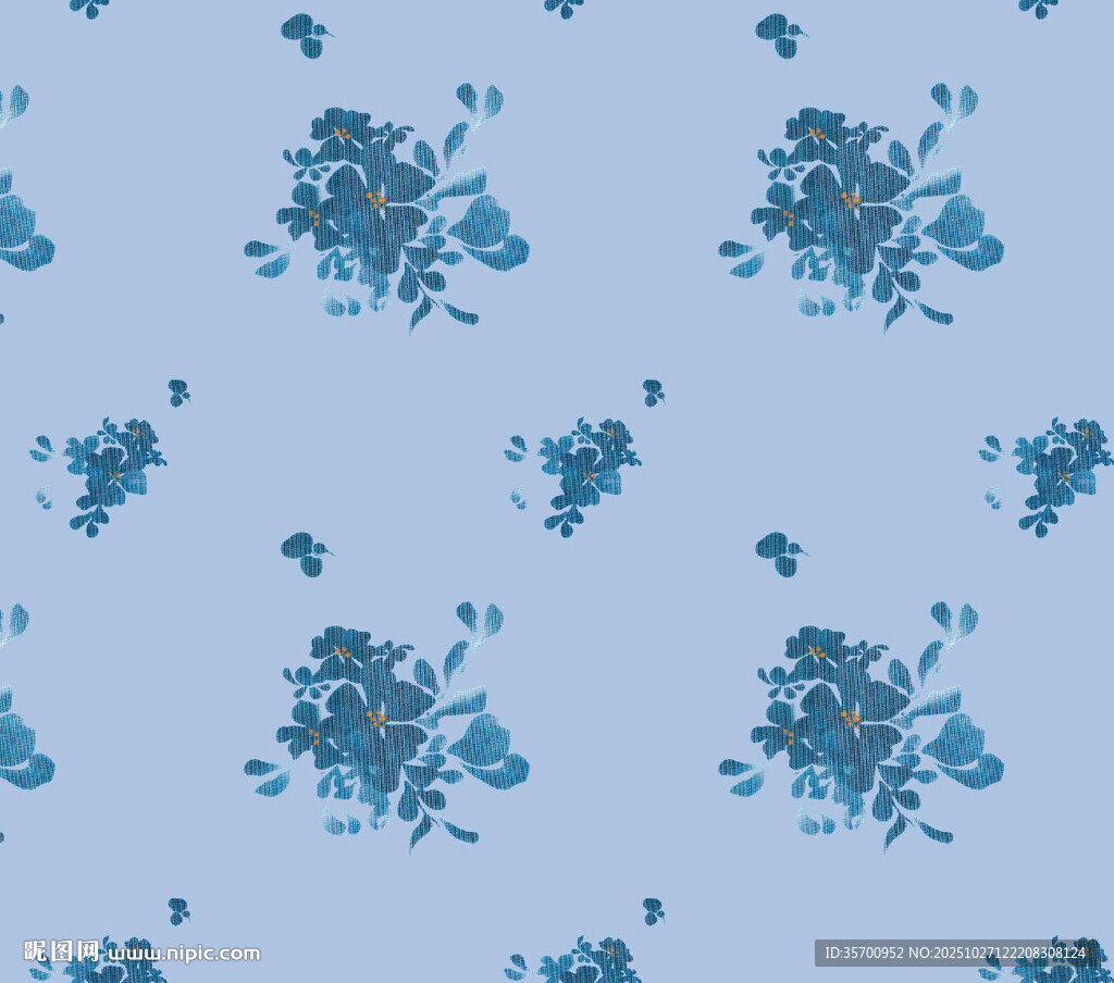 浅蓝色底蓝色花卉图案