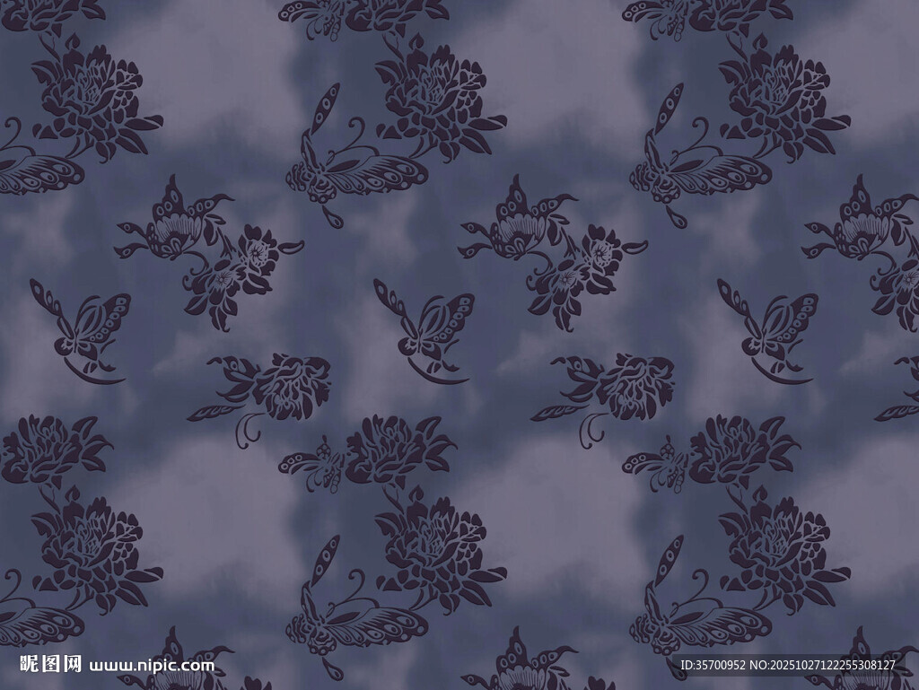蓝紫色花卉图案纹理