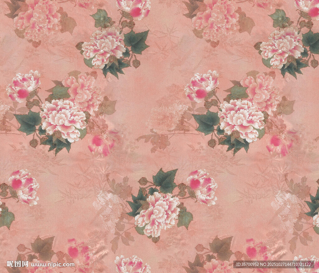粉色花卉图案布料纹理