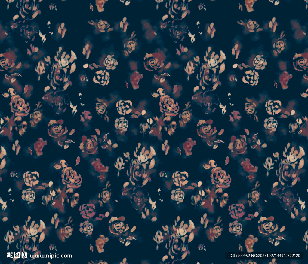 复古花卉图案深色布料