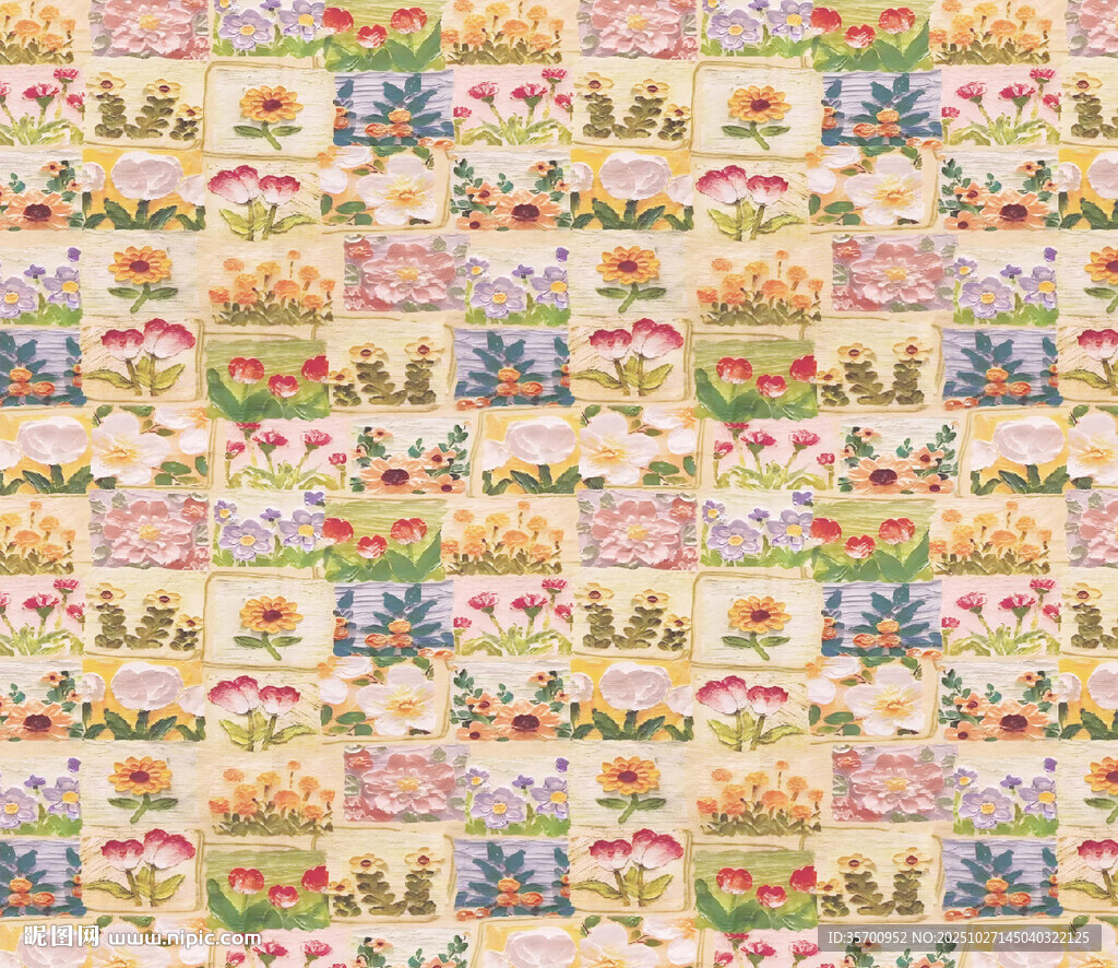 卡通风格多彩花卉图案