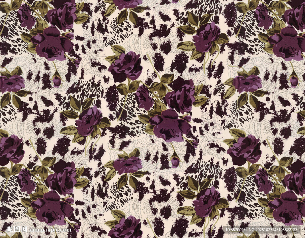 花卉豹纹图案布料