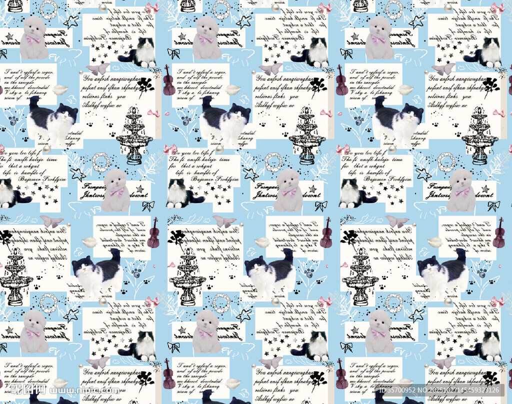 蓝底报纸风动物图案背景