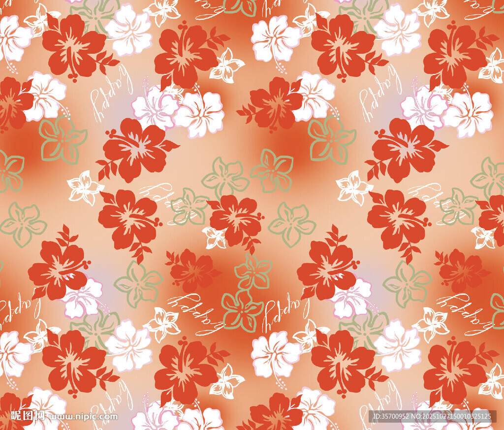 红白花卉图案背景纹理