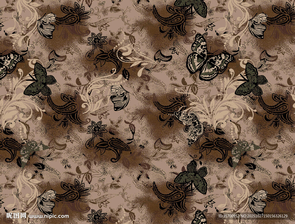 蝴蝶花朵扎染图案背景