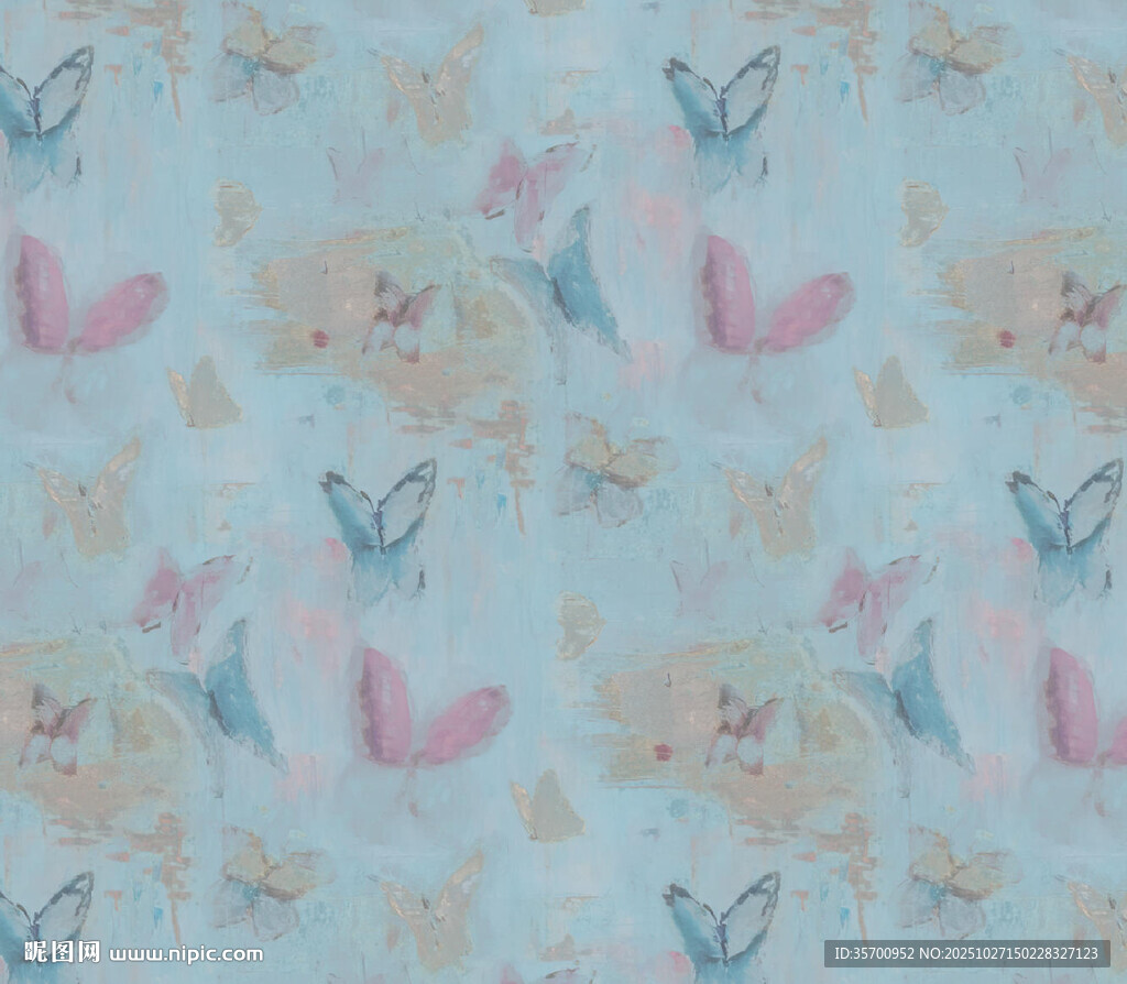 梦幻蝴蝶花卉图案背景