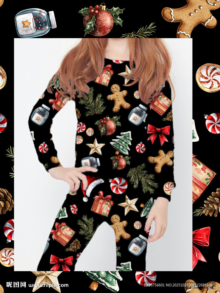 圣诞主题印花紧身衣展示