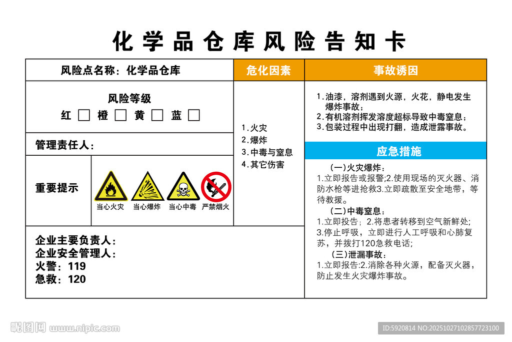 化学品仓风险告知卡