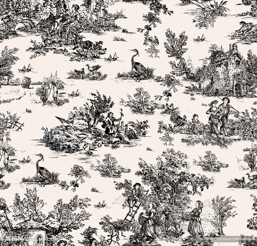 复古风田园风景图案