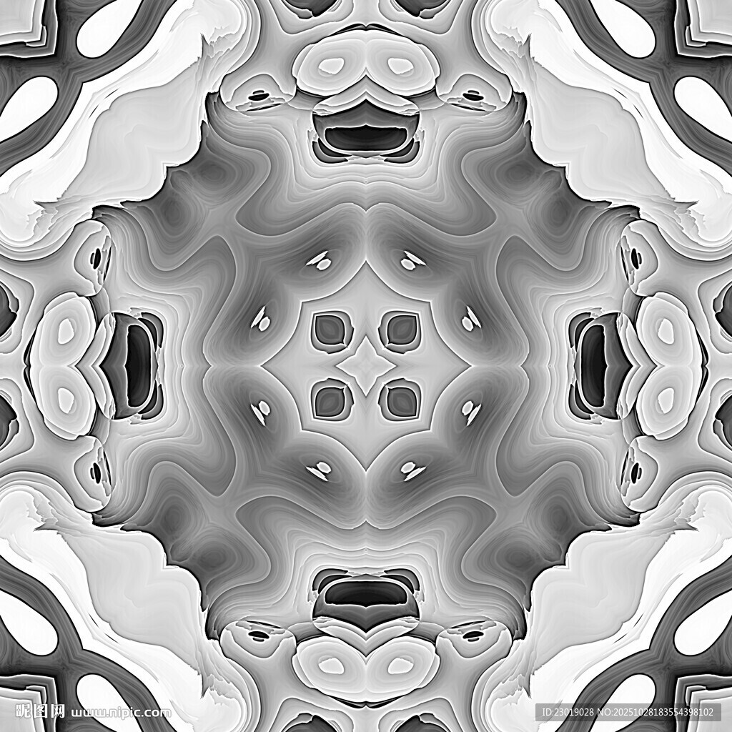 黑白对称几何抽象图案