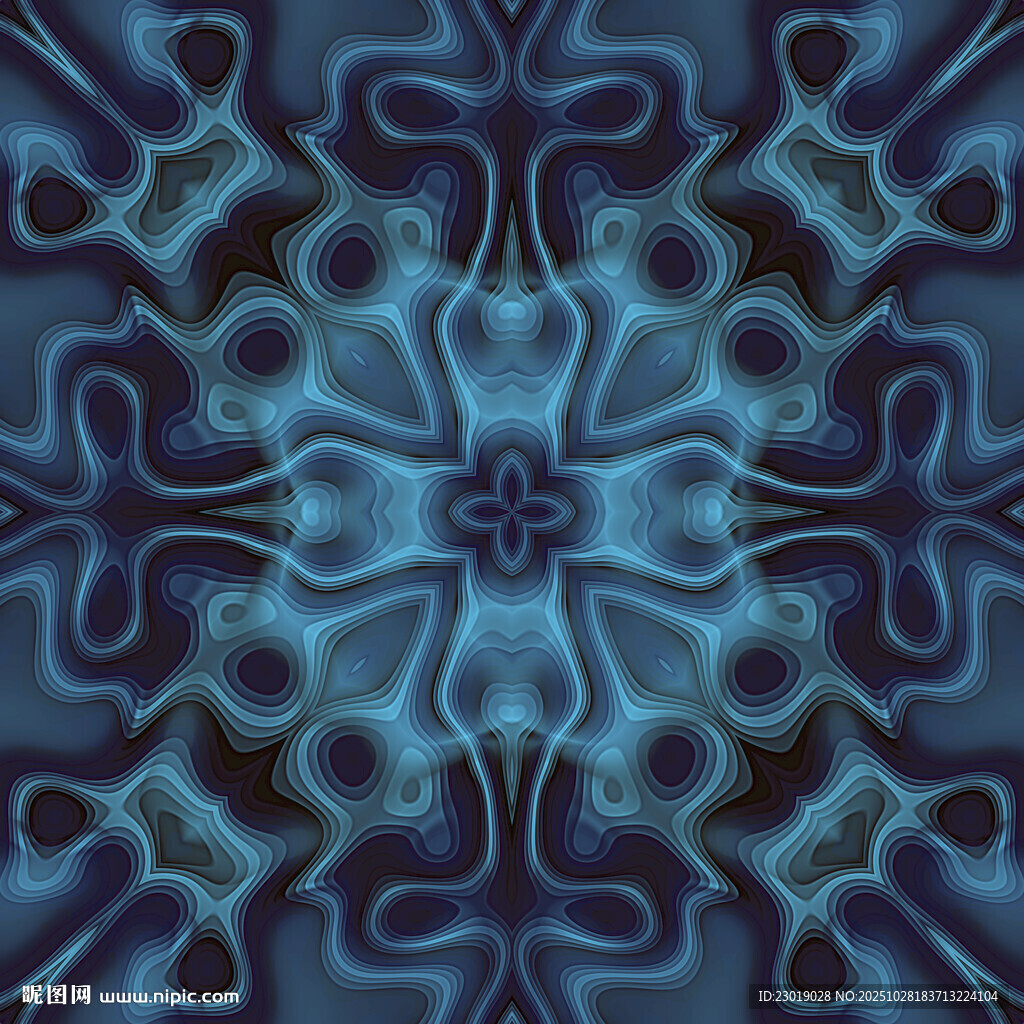 蓝色抽象对称花纹图案