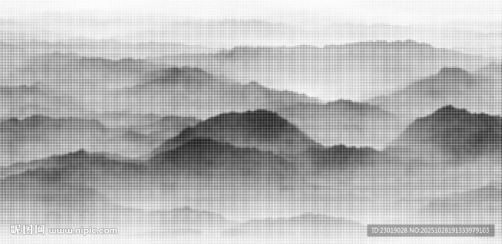 水墨群山点阵雕刻