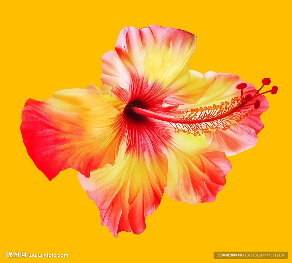 红黄渐变木槿花特写