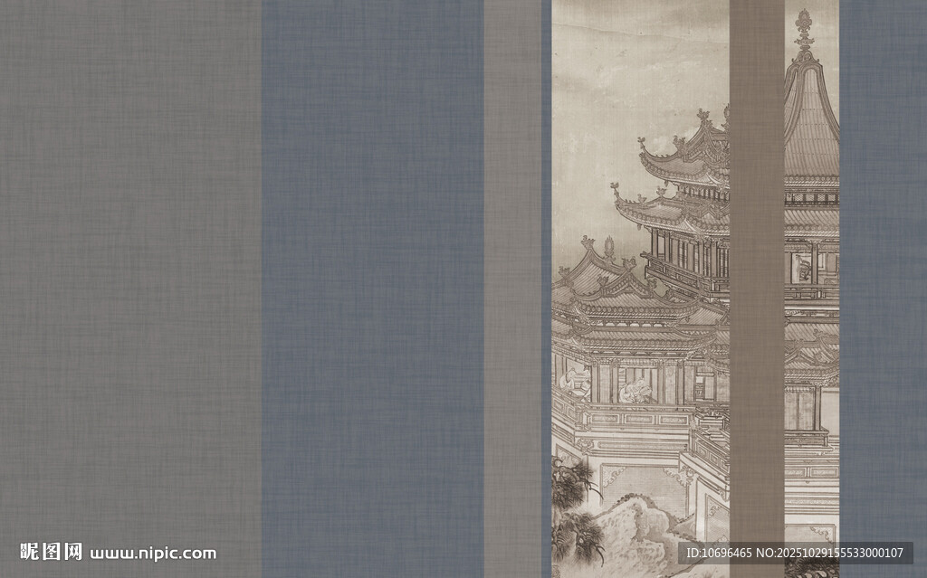 新中式阁楼复古背景墙