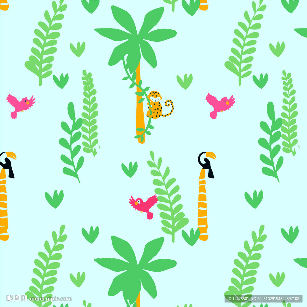 热带风情动植物图案背景