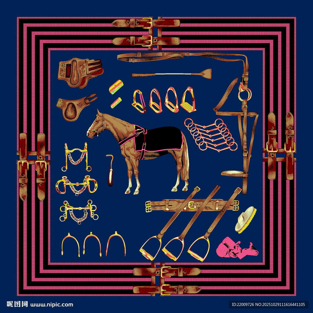 复古风马具装饰图案设计