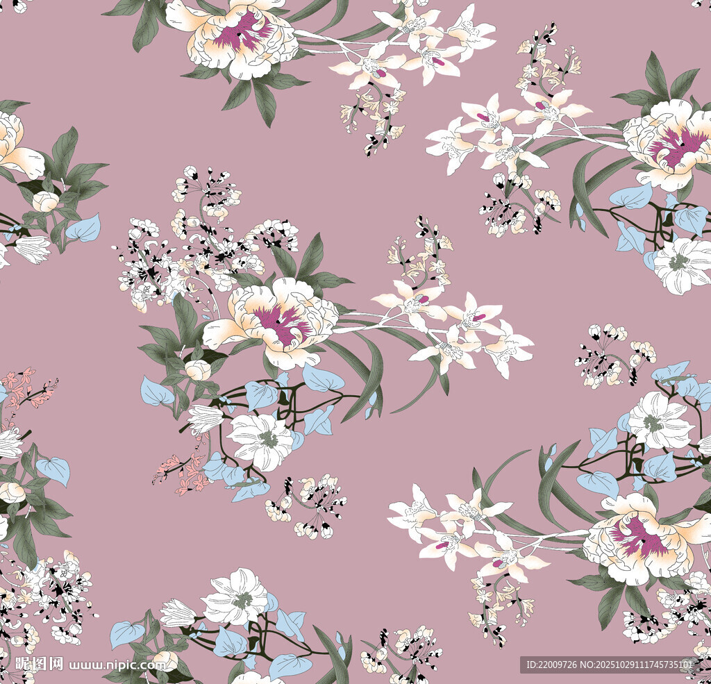 粉色花卉图案背景纹理