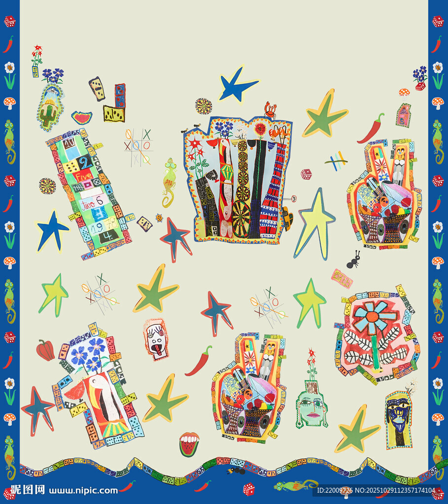 儿童多彩卡通图案装饰画