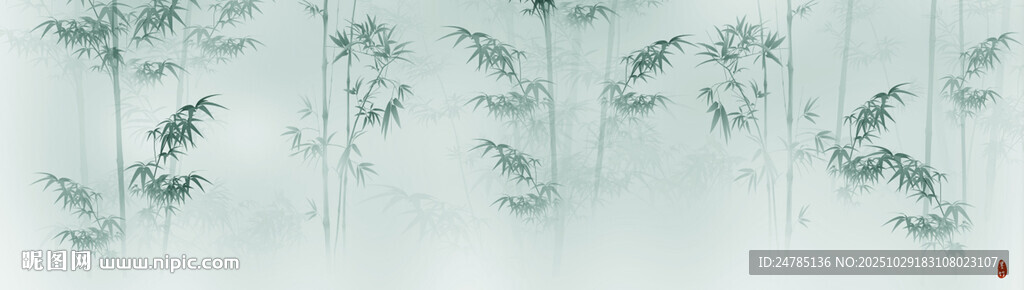 新中式巨幅水墨竹子背景