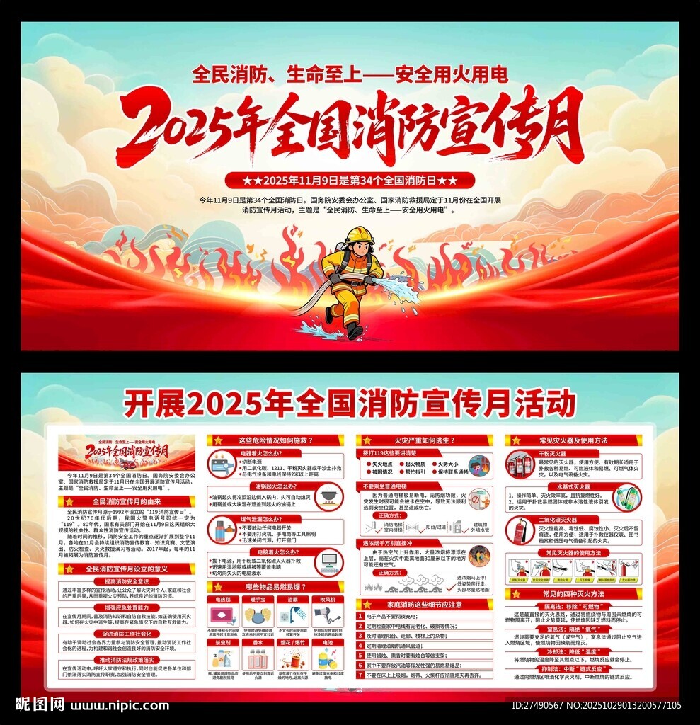 2025年全国消防宣传月展板