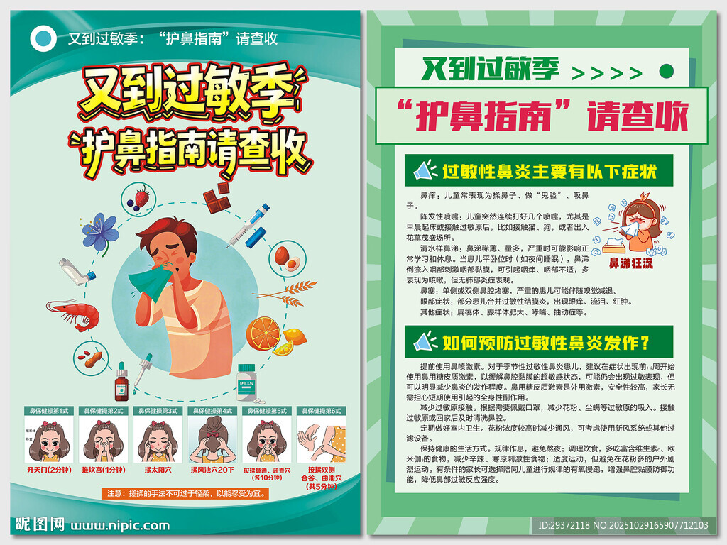 过敏季护鼻指南过敏性鼻炎海报