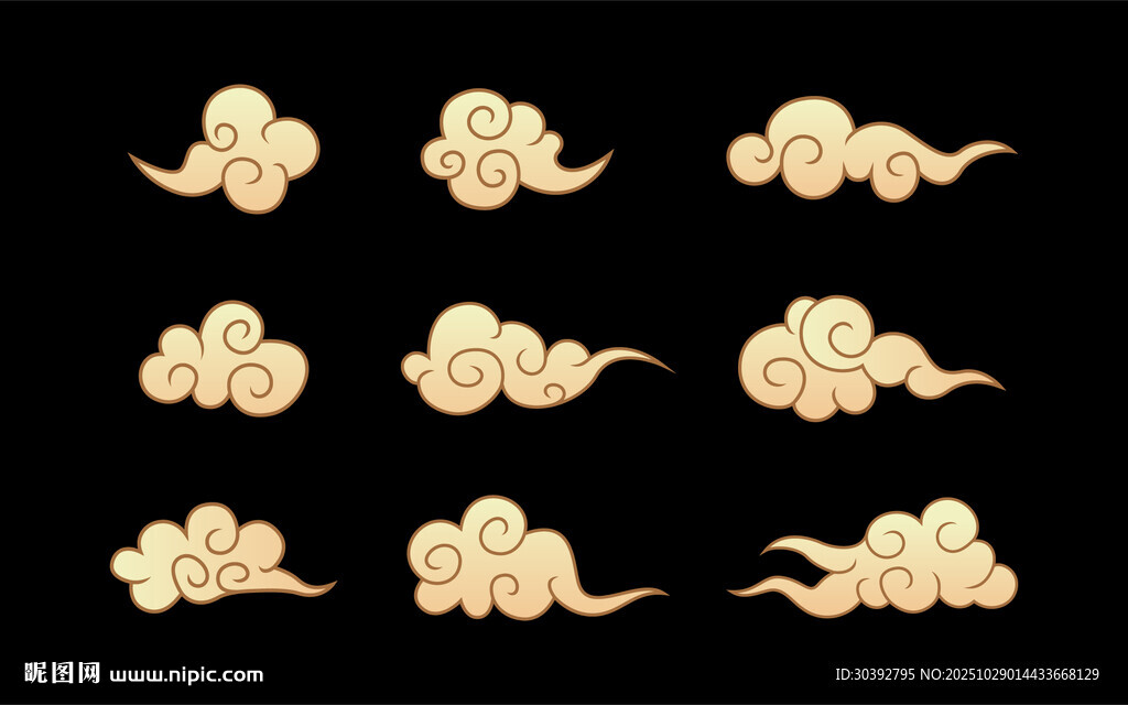 中式古典金色祥云图案