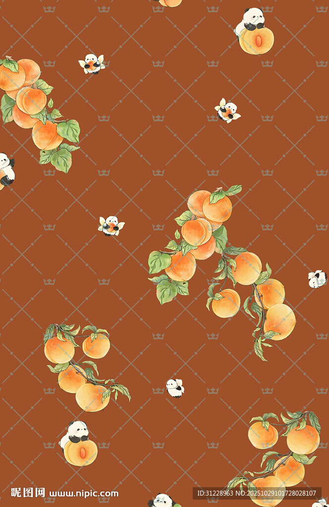橘色背景水果图案纹理