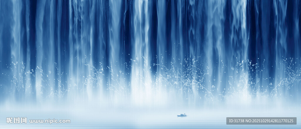 瀑布山水画背景墙