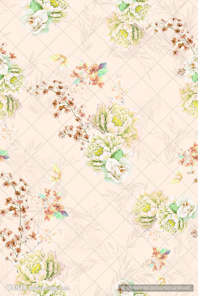 花卉图案浅色背景布料