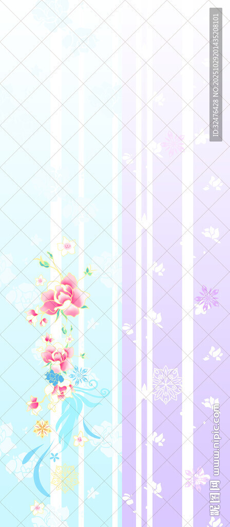 梦幻花卉条纹背景图案