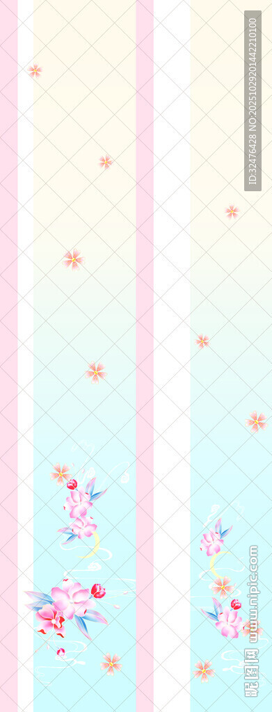 清新花卉条纹背景图案