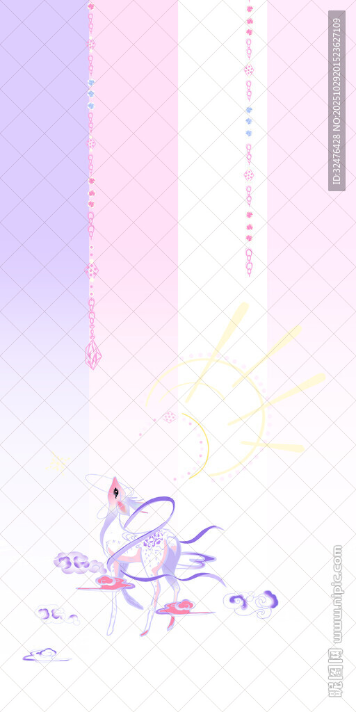 梦幻花朵线条插画