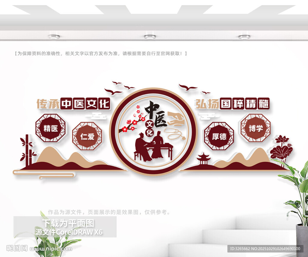 中式复古中医院楼道文化墙