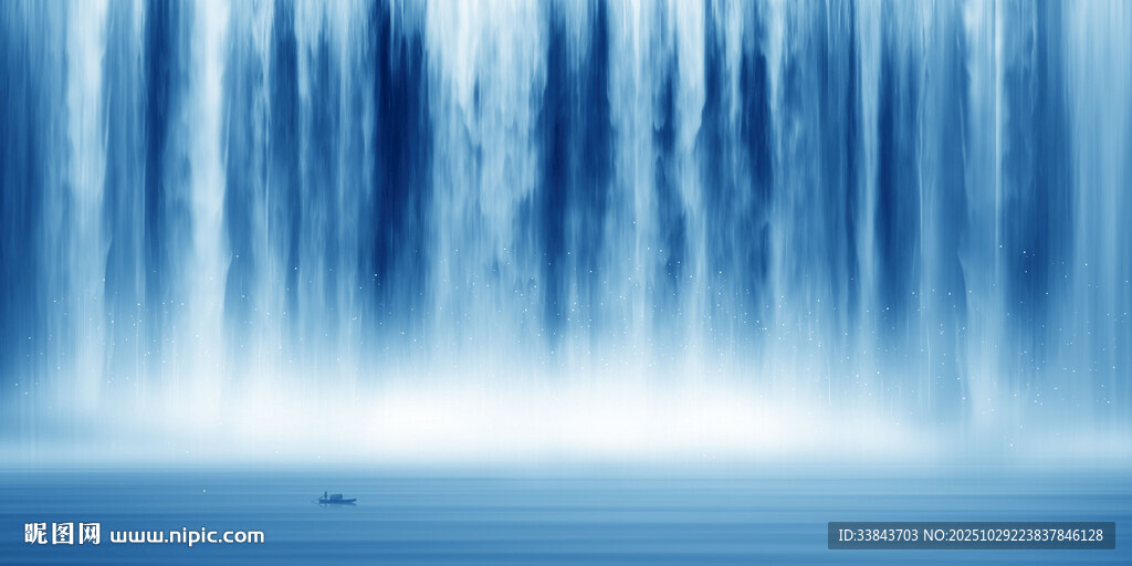 流水生财瀑布山水图