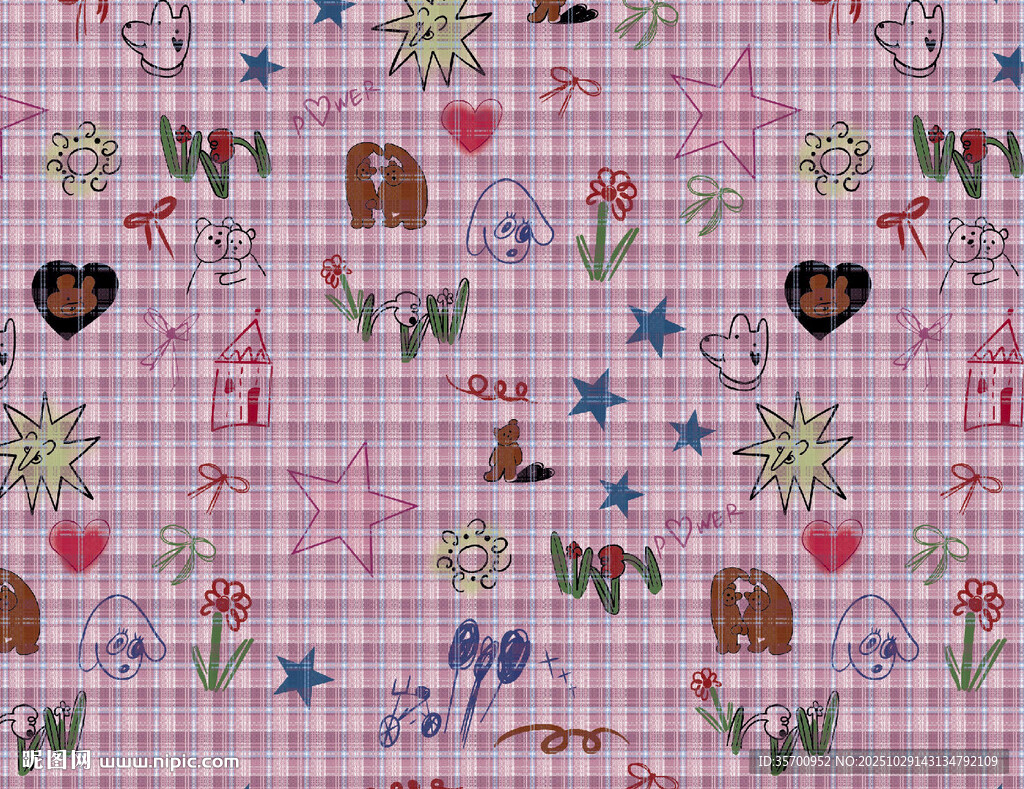 粉色格子可爱图案背景