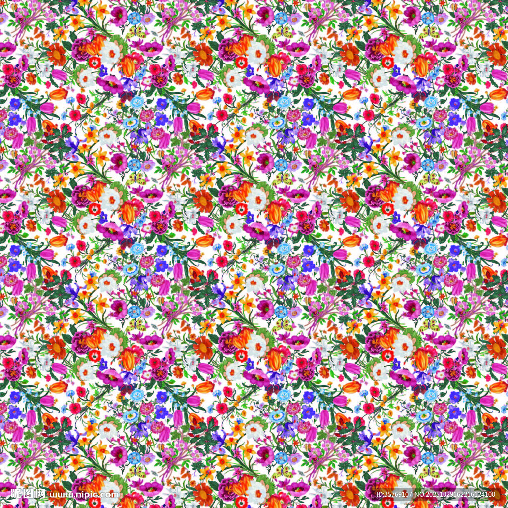 多彩花卉图案纹理背景