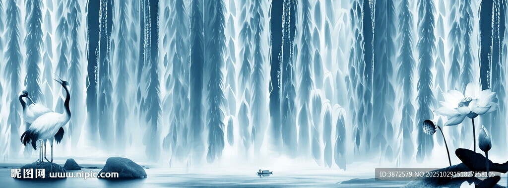 高清瀑布山水图